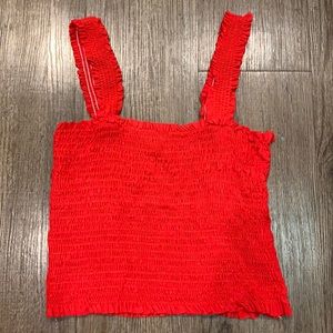 Crop Red Ribbed Tank